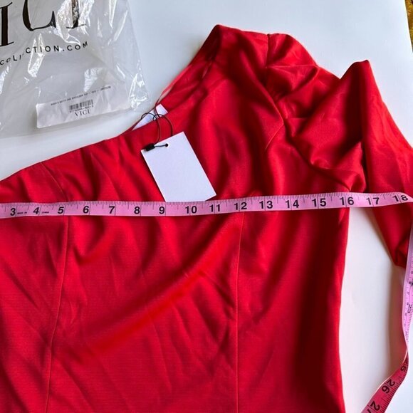 Sugarlips Such a Betty One Shoulder Red Top SZ M - Picture 13 of 14